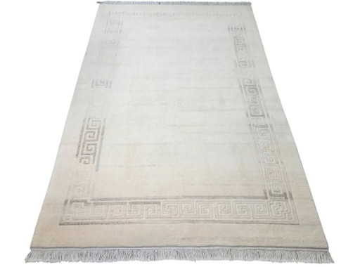 Hand-knotted modern oriental wool rug Cream Nepal 158x236cm