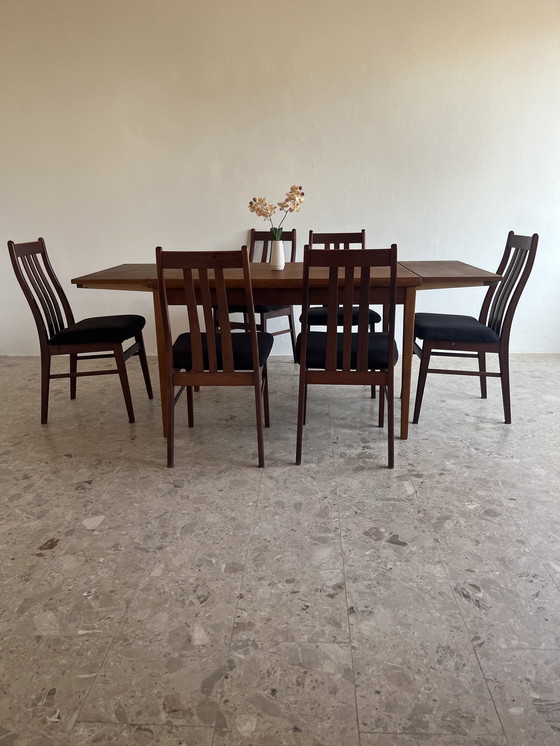 Image 1 of 6x Originele "Farstrup Møbelfabrik jaren 60" Eetkamerstoel Mahonie Denemarken!!