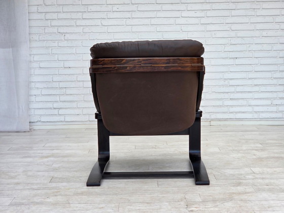 Image 1 of 1970s, Swedish design by Åke Fribytter, armchair, furniture leather.