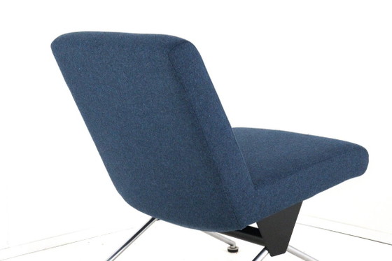 Gispen 1431 Armchair by A.R. Cordemeyer, blue fabric upholstery, Textile, Metal, Modern (photo 8 of 15)