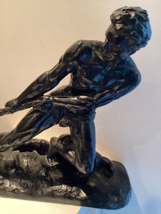 Monumental Art Deco Sculpture “Le Pecheur” Designed by Ugo Cipriani in the 1920s/30s, Metal, Black (photo 4 of 13)