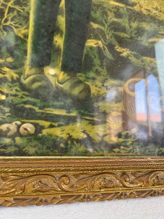 Antieke Vergulde Lijst, Kunst, Glas, Papier, Blauw (foto 6 van 12)