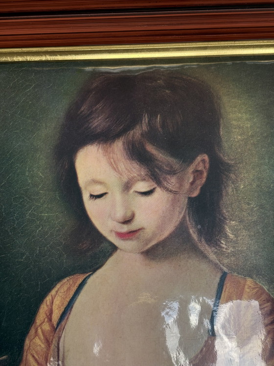 Image 1 of Vintage French Helca Metal Plaque – "Ecole Française" Portrait – Hand-Finished
