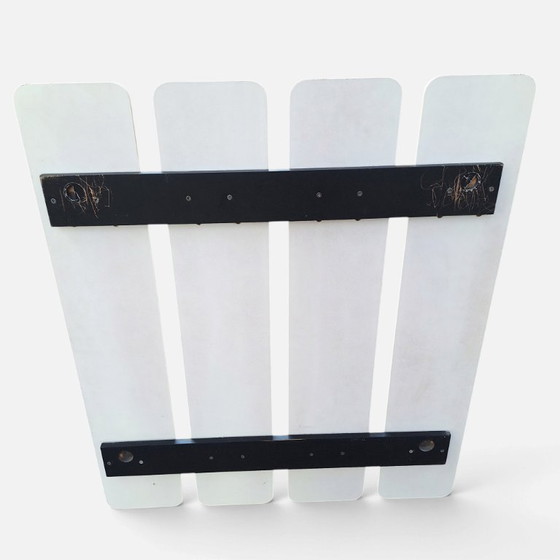 Vintage Wooden Wall Coat Rack with Plastic Hooks, White (photo 5 of 5)