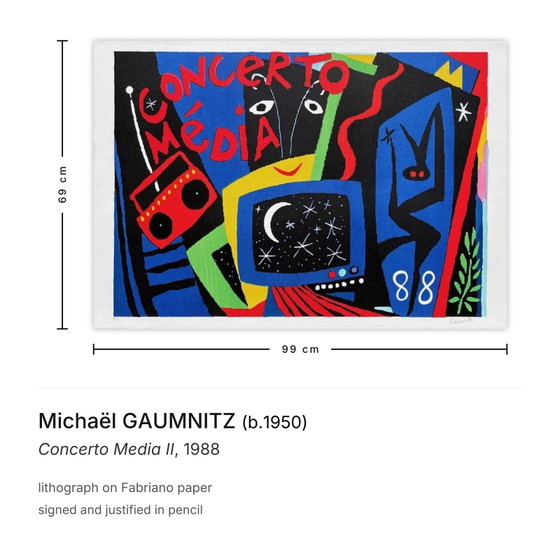 Image 1 of Michaël GAUMNITZ Concerto Media II Litografia firmata 1988