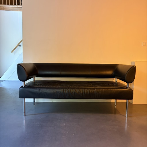 Schwarzes Leder Sitland Sofa 'Business Class' von Sergio Bellin
