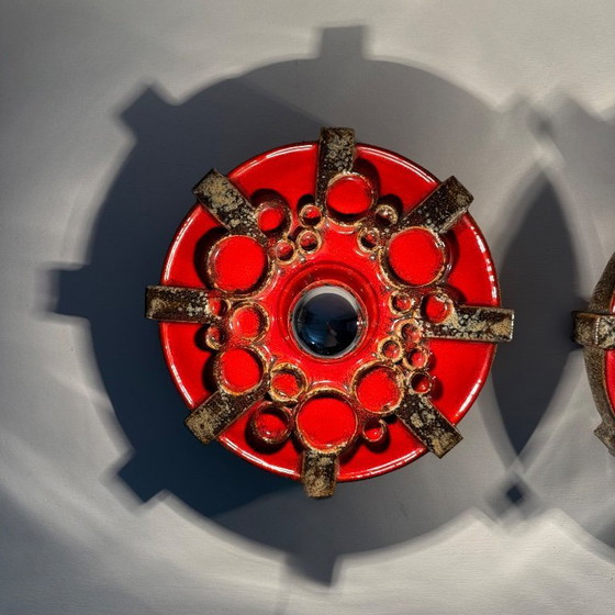 Image 1 of Pareja de apliques de cerámica Hustadt Leuchten , años 70