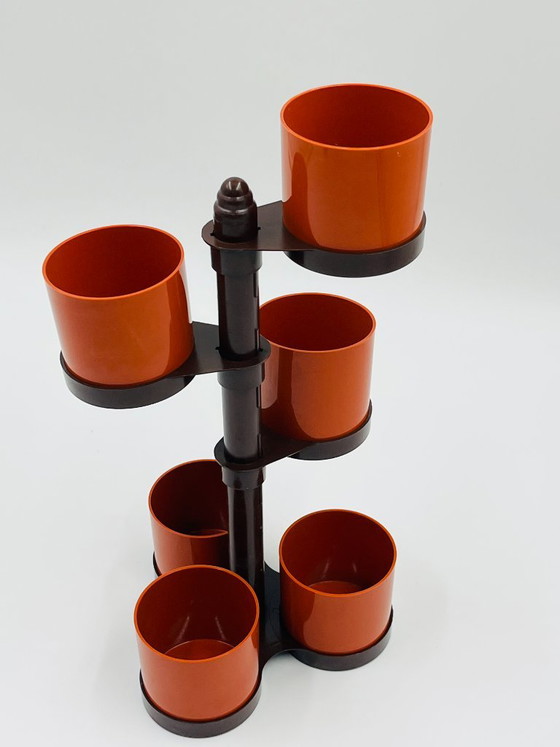 Vintage Elsy 7500 Desk Organizer, Decorative Objects, Plastic, Orange, Mid Century Modern (photo 6 of 7)