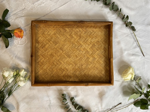 Vassoio in rattan e bambù
