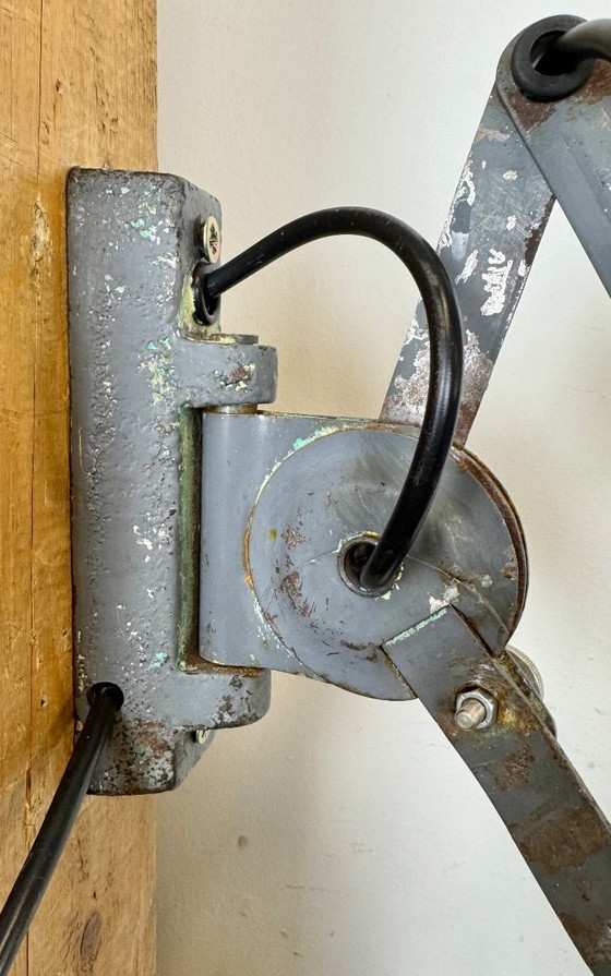 Image 1 of Grey Industrial Gooseneck Scissor Wall Lamp from Elektroinstala, 1960s