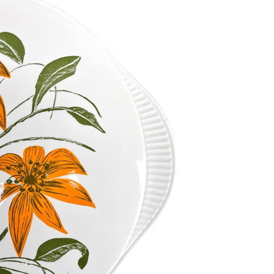 Image 1 of Plat à motifs floraux Edelkeramik Grünstadt, Allemagne des années 1960, style Mid-Century Modern