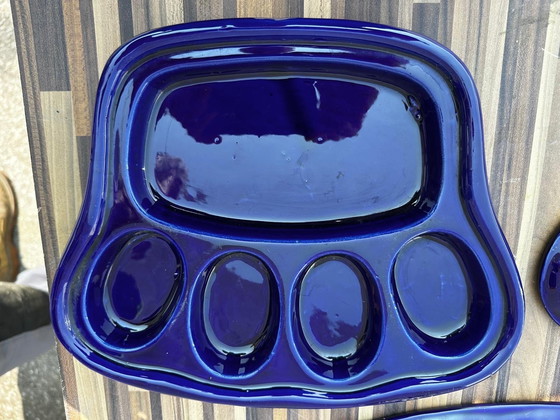 Image 1 of 5 piatti per fonduta in ceramica vintage Sars-Poterie Maine