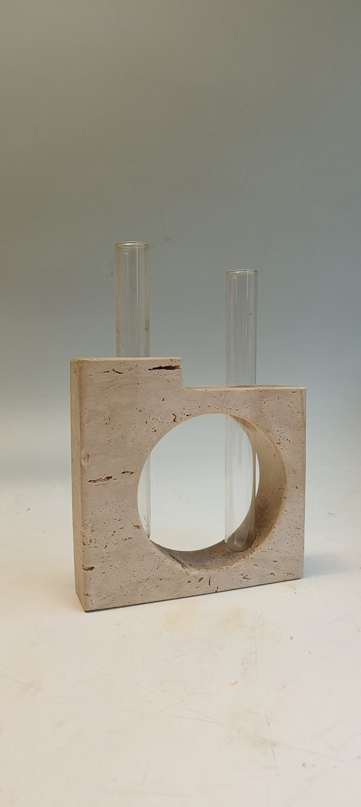 Vaso modernista italiano in vetro travertino Fratelli Mannelli