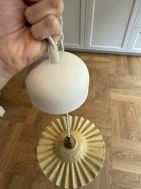 Luz Editions Keramieke Hanglamp Geel – Hanglampen, Ceramic, Textile (photo 4 of 5)