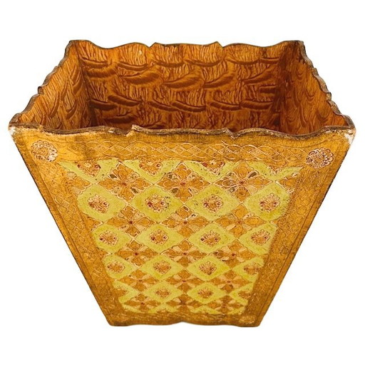 Vintage Florentijnse gouden Hollywood Regency prullenbak barok rococo 1970's