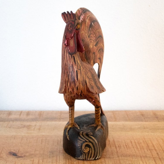 Image 1 of Gallo vintage in legno intagliato e dipinto a mano