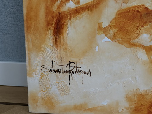 Beautiful painting by Sebastian Rodrigues from 2003, 110x40cm