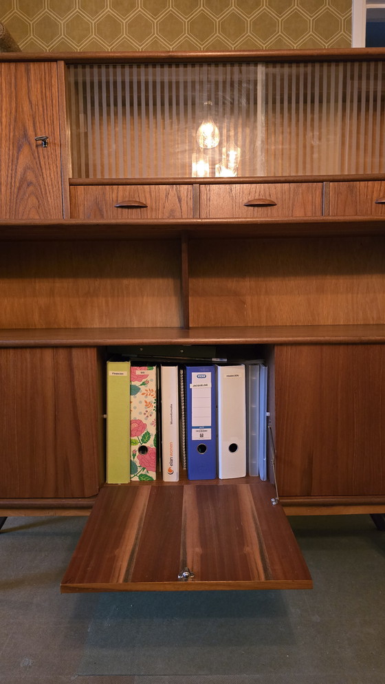 Image 1 of Danish Teak Highboard With Glass Windows