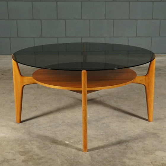 Vintage Walnut Coffee Table – Wilhelm Renz – 1960s – Glass, Wood (photo 7 of 15)