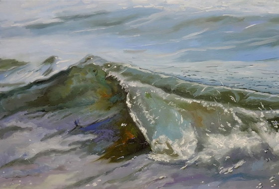Origineel olieverfschilderij, hedendaagse kunst, symboliek, golf, de ark – Schilderijen & Tekeningen, Canvas (photo 7 of 7)