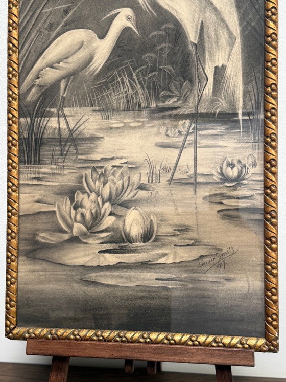 Image 1 of Naturalist charcoal drawing from the early 20th century