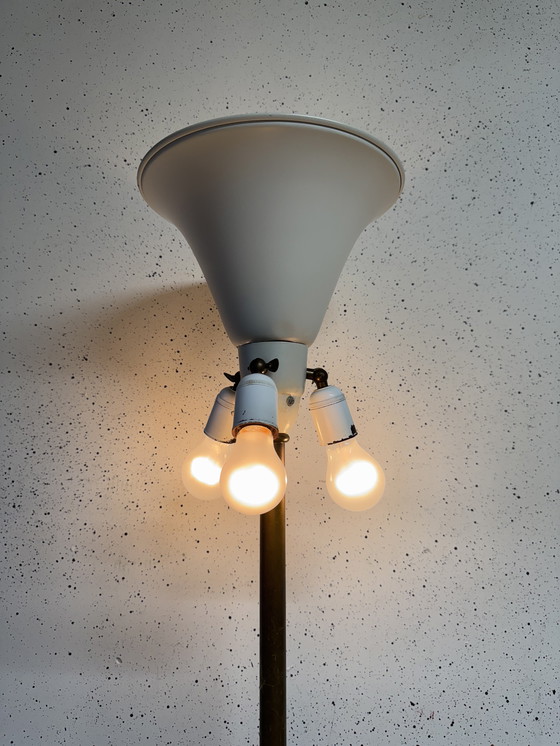 Image 1 of Antieke Messing Vloerlamp in Iconische Gispen Stijl