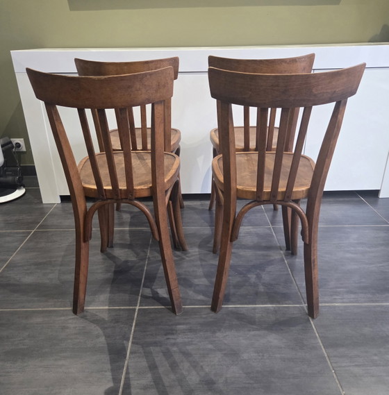 Set van 4 vintage Fischel bistrostolen uit de jaren 70. – Eetkamerstoelen, Wood (photo 4 of 10)