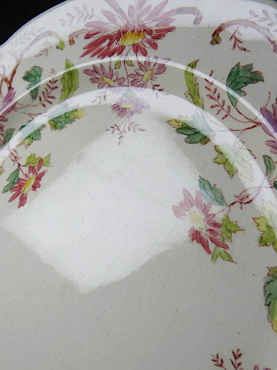 4 antieke dessertborden Longchamp Daisies aardewerk – Servies, Porselein, Art Nouveau (photo 14 of 17)
