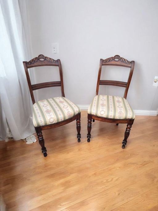 2 chaises de salle à manger antique queen ann
