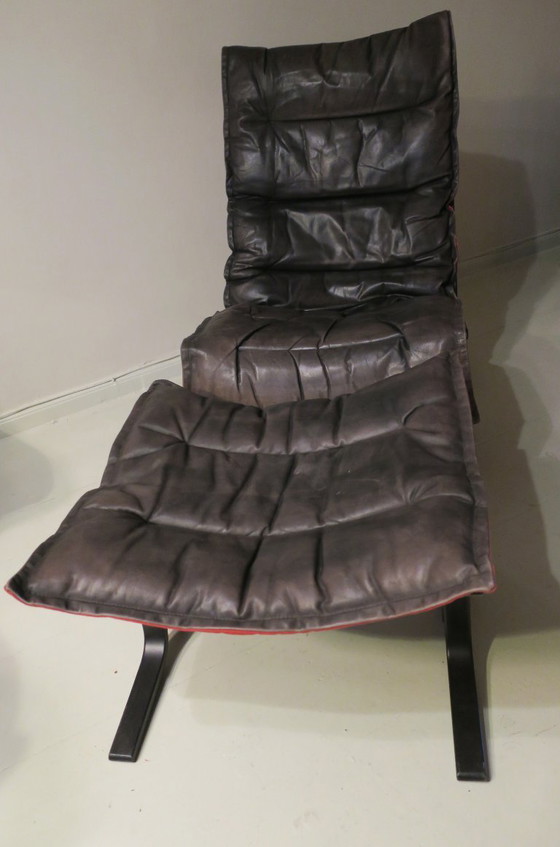 Westnofa Leather Lounge Chair with Footrest, Norway 1960s – Armchairs, Wood (photo 8 of 11)