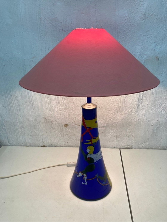 Image 1 of Lampada da tavolo in vetro dipinto di design Eisch anni '80-'90, firmata