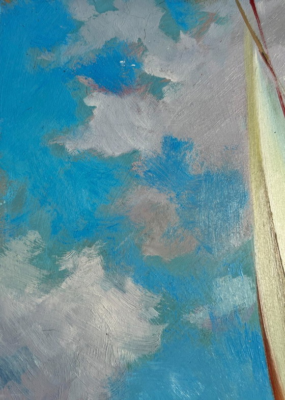 Image 1 of Origineel olieverfschilderij: Zomers zeelandschap, zeilvakantie op zee