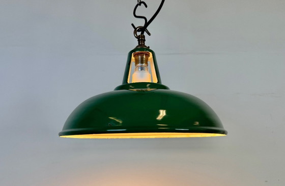 Image 1 of Industrial Green Enamel Factory Pendant Lamp, 1960s