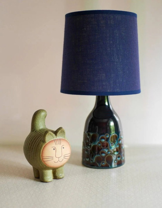 Image 1 of Mid-century modern pottery table lamp with candy glazing from Söholm, Denmark, 1960s