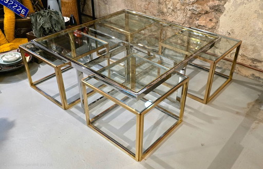 Coffee table with four nesting tables, Maison Charles, France, circa 1970