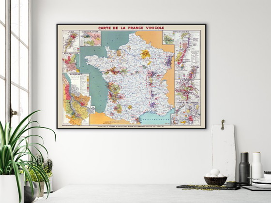Image 1 of Vins de France 1949 - Carte vintage des Régions Vinicoles - (84.1 x 118.9 cm)