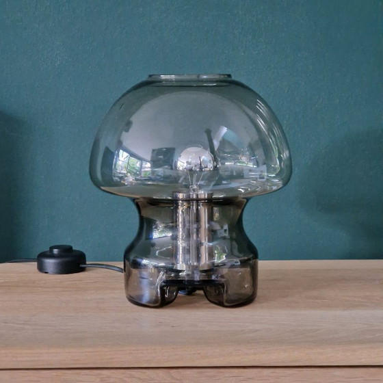 Image 1 of Lampe de table vintage Süssmuth Leuchten, verre fumé, lampe champignon, style futuriste