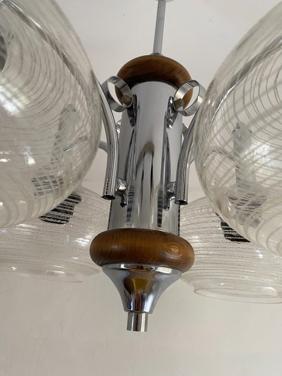 Lampadario vintage EMI Poljčane Sputnik, Jugoslavia, anni '70 – Chrome, Glass (photo 4 of 14)