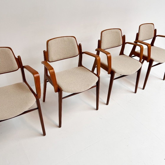 Image 1 of Juego de 4 sillas Hartmut Lohmeyer retapizadas para Wilkhahn, década de 1960.