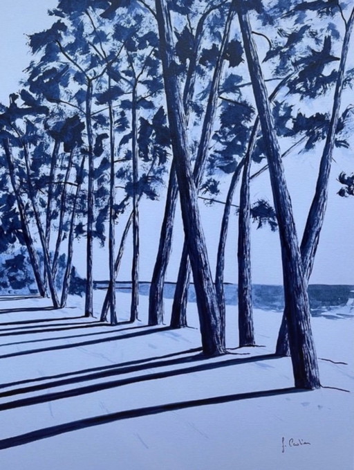 Indigo India ink on 300g white paper, 40x30cm