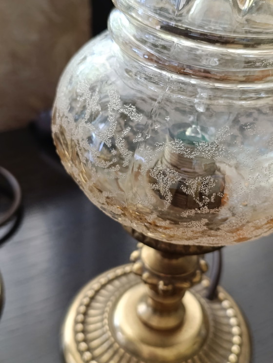 Vintage Pair Of Mercury Glass Table Lamps 29 Cm – Brass (photo 6 of 11)