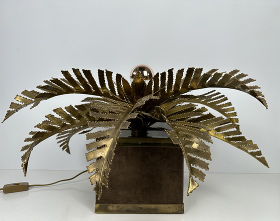 Image 1 of Vintage messing palm tafellamp - Maison Jansen