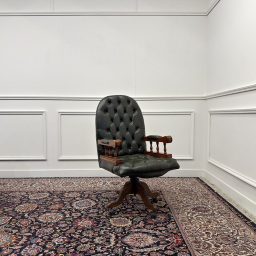 Groene Engelse Chesterfield Bureaustoel President Chair