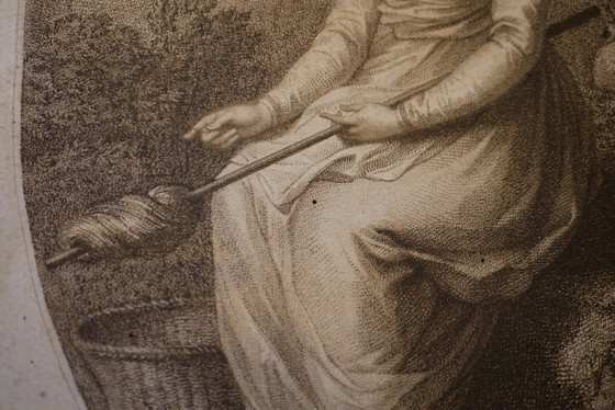 Image 1 of A Girl of the Forest of Snowden - Antique small framed English engraving