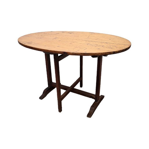 Mesa francesa antigua ovalada de vigneron, primera mitad del siglo XIX