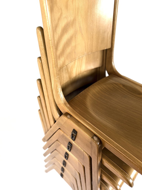 Image 1 of 12x chaise empilable vintage en contreplaqué