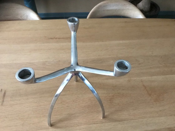 Image 1 of Candelieri vintage in alluminio lucidato a treppiede, periodo Space Age