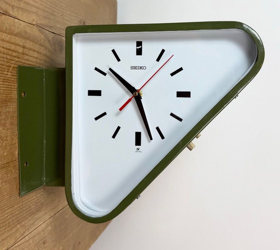 Horloge murale double face Seiko Ships verte vintage, années 1970 – Pendules, Glass, Iron (photo 6 of 18)