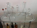 Servierwagen aus Glas und Aluminium mit 5 Karaffen
