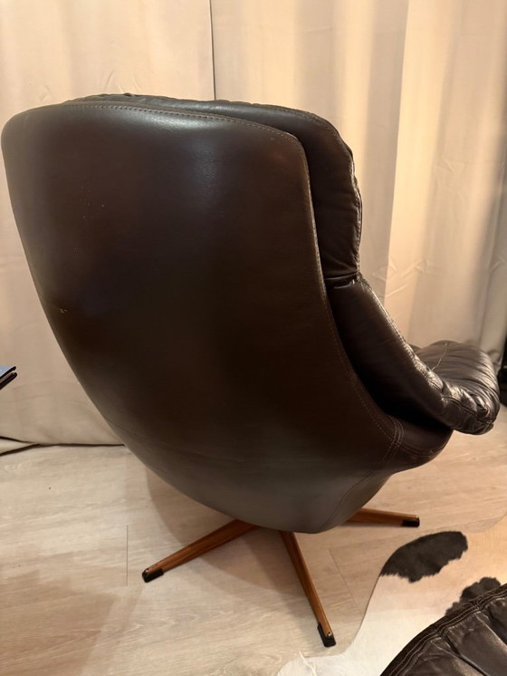 Image 1 of H.W. Klein para Bramin – Sillón con reposapiés – Piel auténtica – Años 60 – Excelente estado